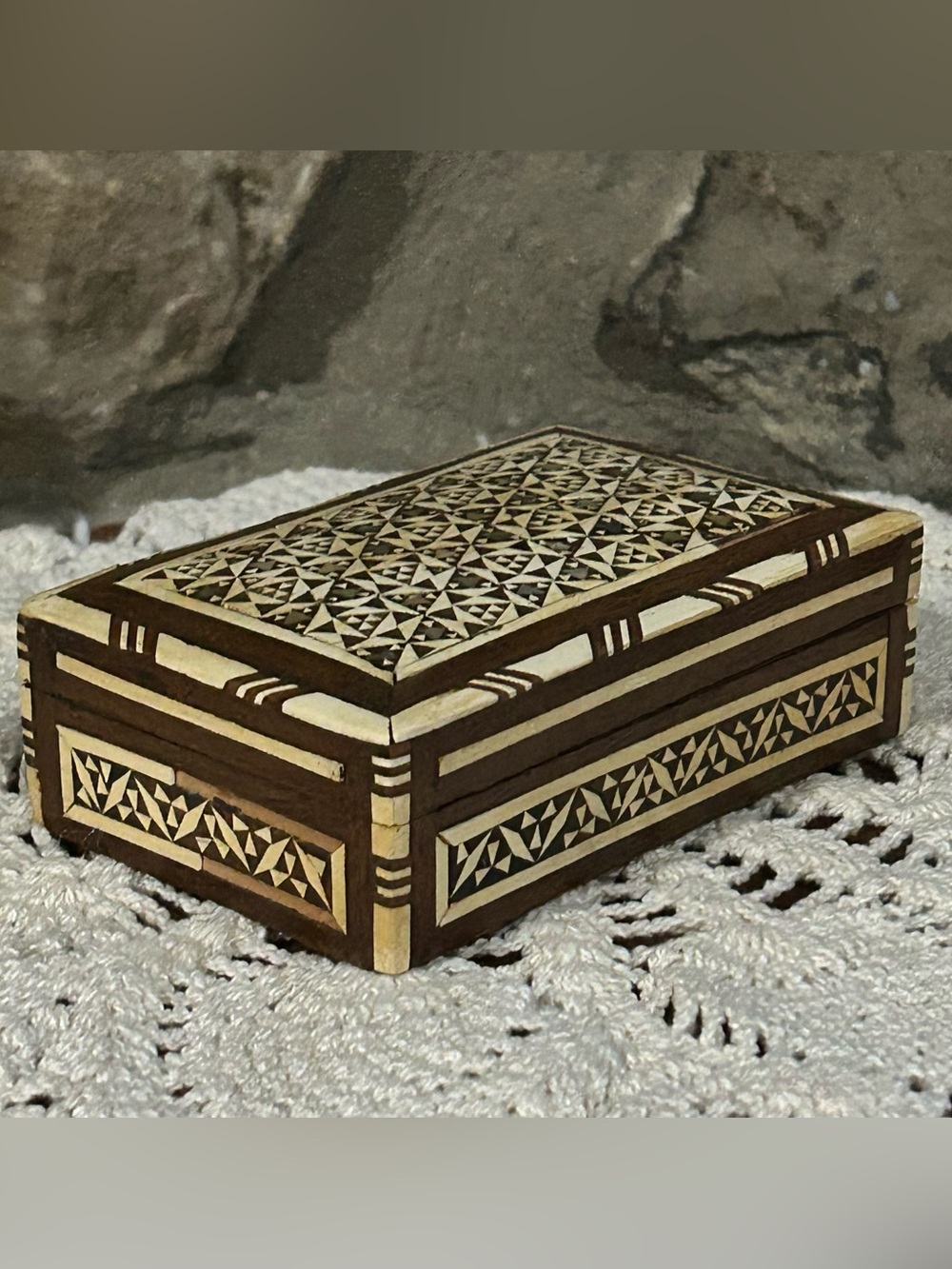 Vintage Middle Eastern Marquetry Jewelry Box
